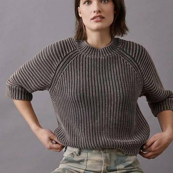 Anthropologie Sweaters - ANTHROPOLOGIE Mackenzie Acid Wash Ribbed Sweater Small